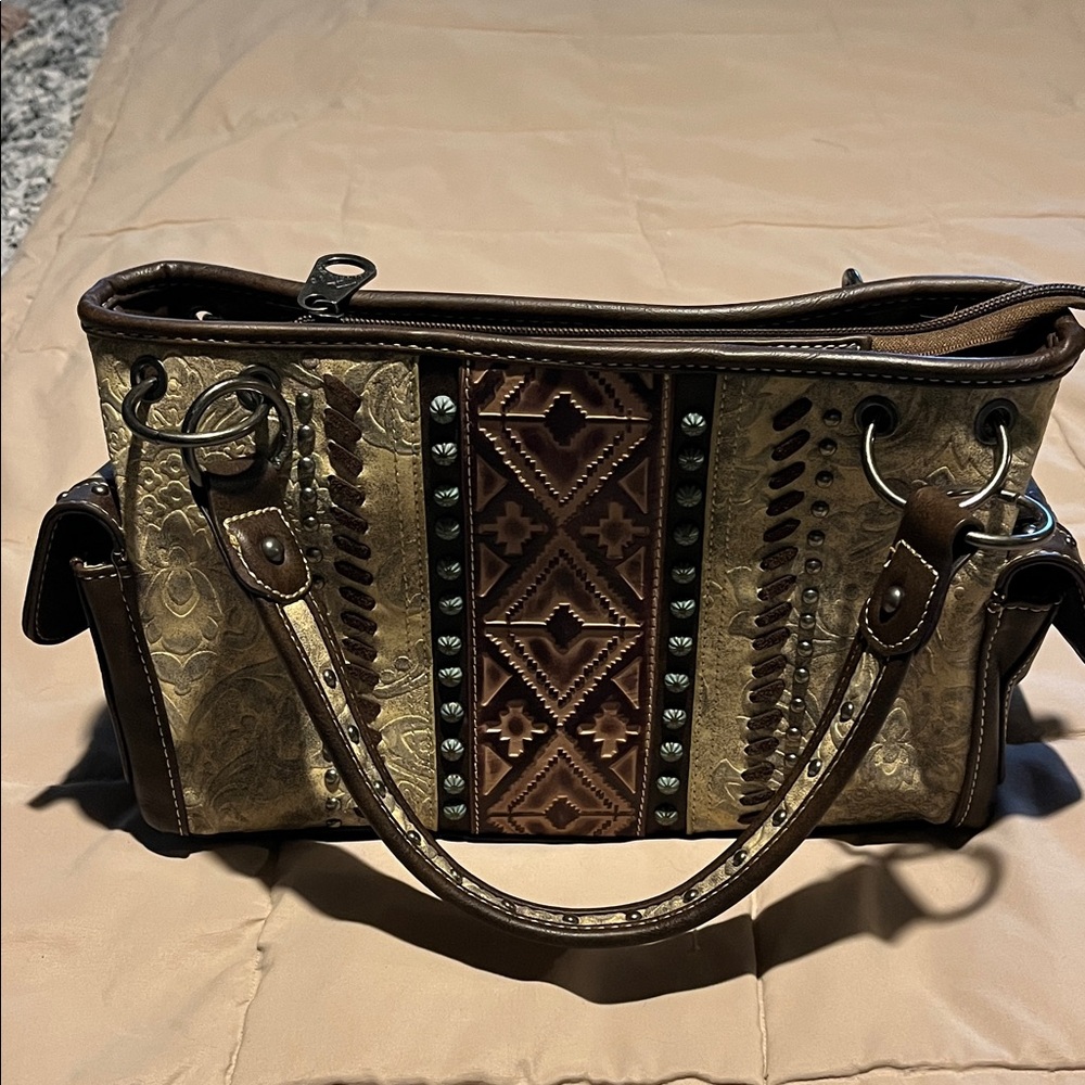 Elegant Brown and Tan Montana West  Women's Conceal and Carry Bag